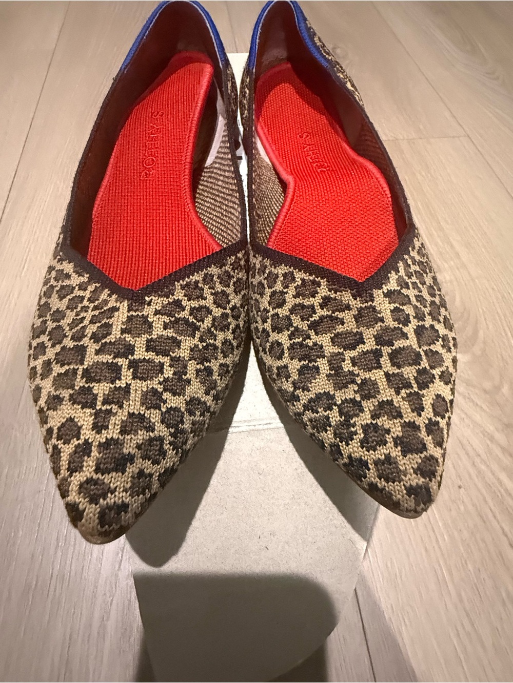 Leopard Print Pointed Toe Flats in Brown - Unbranded
